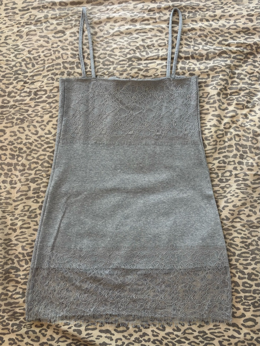 Lioness Silver Lace-Trim Mini Slip Dress-NWT - Picture 4 of 6